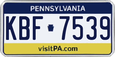 PA license plate KBF7539