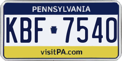 PA license plate KBF7540