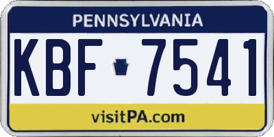 PA license plate KBF7541