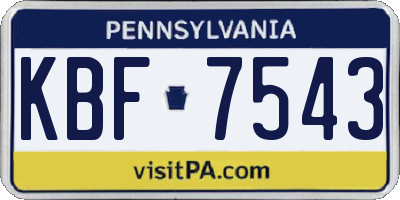PA license plate KBF7543