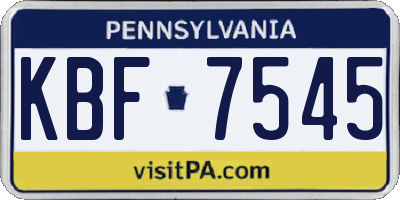 PA license plate KBF7545