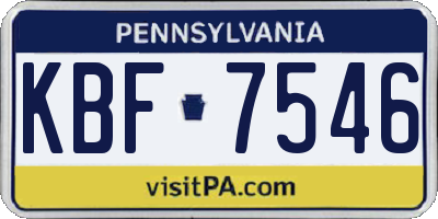 PA license plate KBF7546