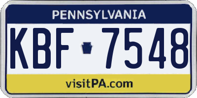 PA license plate KBF7548