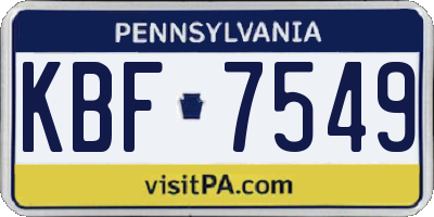 PA license plate KBF7549