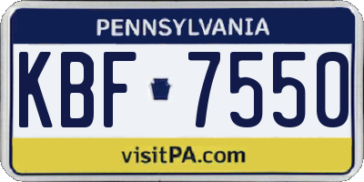 PA license plate KBF7550