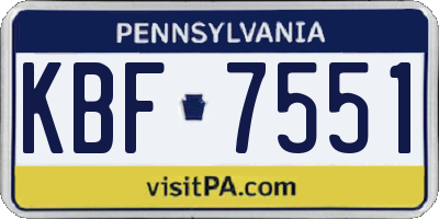 PA license plate KBF7551
