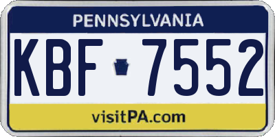 PA license plate KBF7552