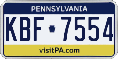 PA license plate KBF7554