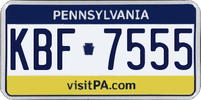 PA license plate KBF7555