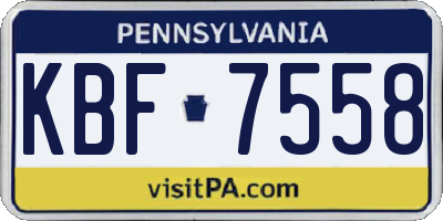 PA license plate KBF7558