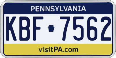 PA license plate KBF7562