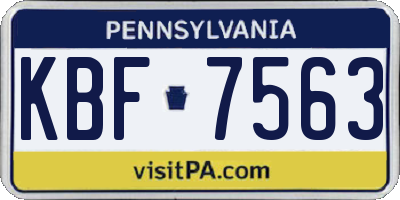 PA license plate KBF7563