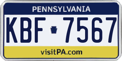 PA license plate KBF7567