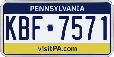 PA license plate KBF7571