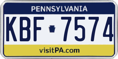 PA license plate KBF7574