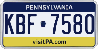 PA license plate KBF7580