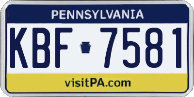PA license plate KBF7581