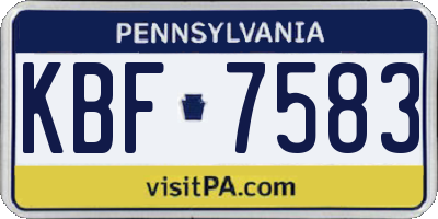 PA license plate KBF7583