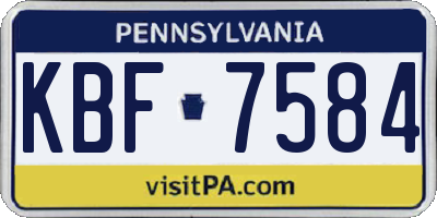PA license plate KBF7584