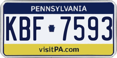 PA license plate KBF7593