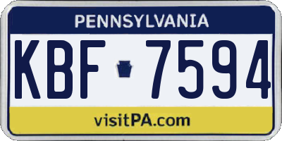 PA license plate KBF7594