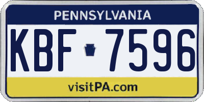 PA license plate KBF7596