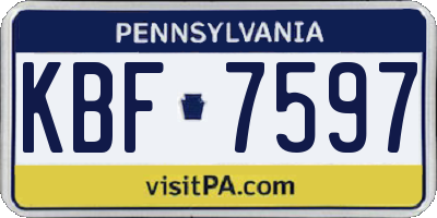 PA license plate KBF7597