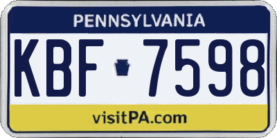 PA license plate KBF7598