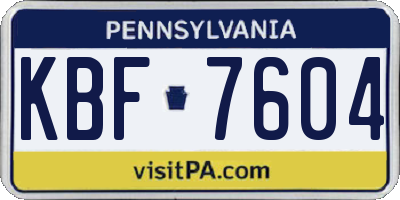 PA license plate KBF7604