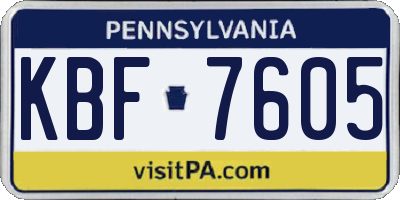 PA license plate KBF7605