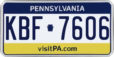 PA license plate KBF7606