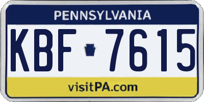 PA license plate KBF7615