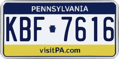 PA license plate KBF7616