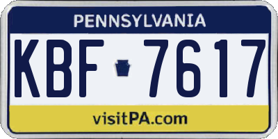 PA license plate KBF7617