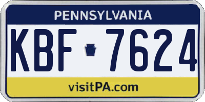 PA license plate KBF7624
