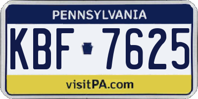 PA license plate KBF7625