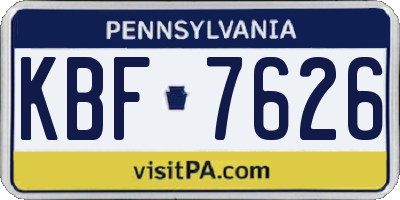PA license plate KBF7626