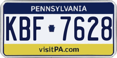 PA license plate KBF7628