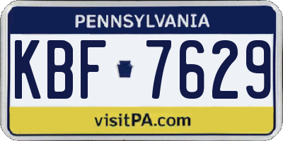 PA license plate KBF7629