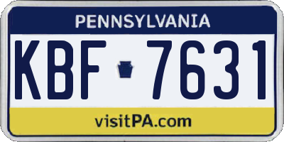 PA license plate KBF7631