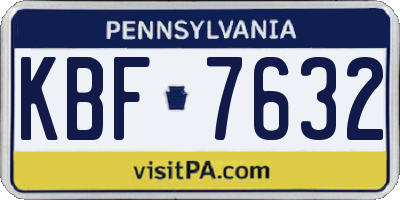 PA license plate KBF7632