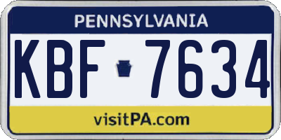 PA license plate KBF7634