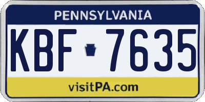 PA license plate KBF7635