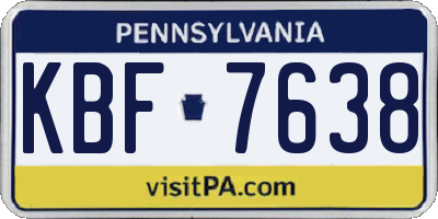 PA license plate KBF7638