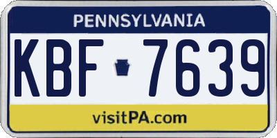 PA license plate KBF7639