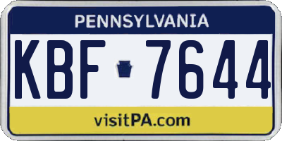 PA license plate KBF7644