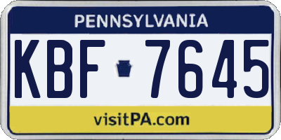 PA license plate KBF7645