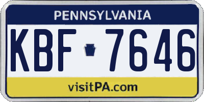 PA license plate KBF7646