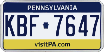PA license plate KBF7647