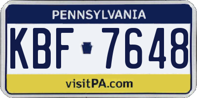 PA license plate KBF7648